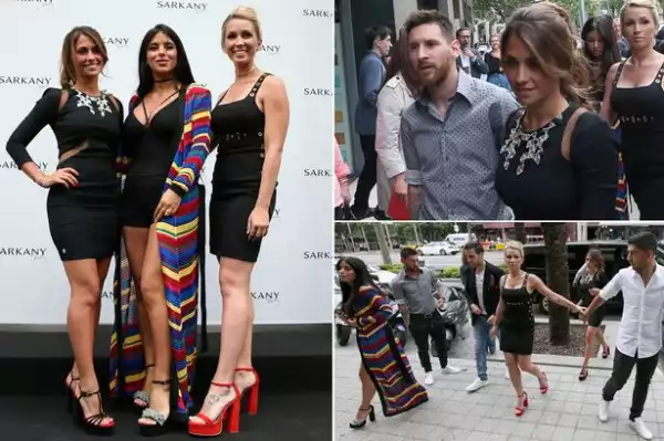Lionel Messi And Luis Suarez Show Support Towards Their Partners As They Open Fashion Shop In Spain. Photos